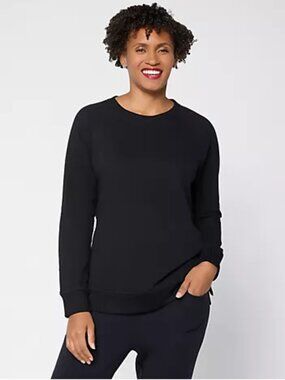 Belle by Kim Gravel French Terry Top with Wide Rib Trim - Size: Large - NIP